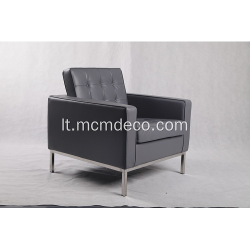 Pilka odinė knoll sofa